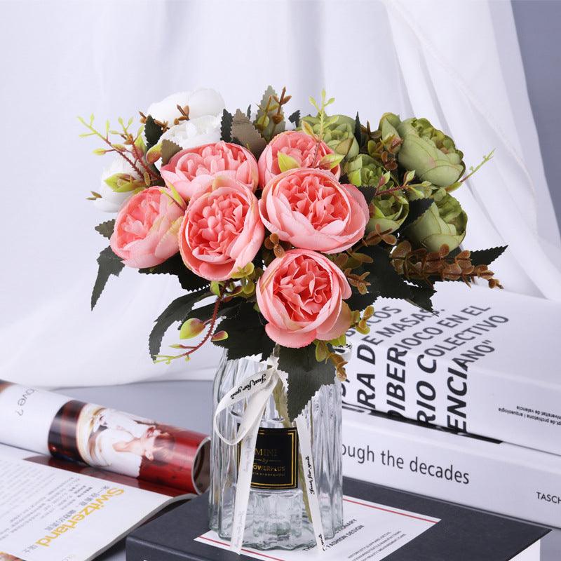 1 Bush 11 Inch Artificial Flowers Austin Rose Bouquet - Artificialmerch