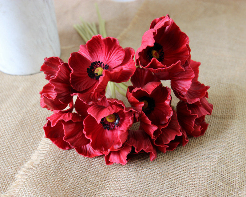 Bulk 10pcs 13 Inch Poppy Bouquet Real Touch Stems Artificial Poppy Flowers Wholesale
