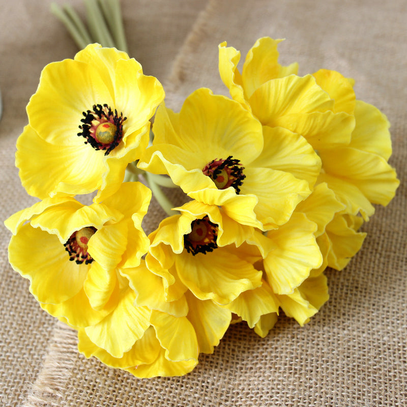 Bulk 10pcs 13 Inch Poppy Bouquet Real Touch Stems Artificial Poppy Flowers Wholesale