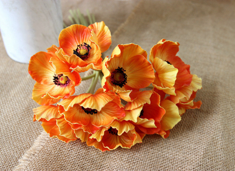 Bulk 10pcs 13 Inch Poppy Bouquet Real Touch Stems Artificial Poppy Flowers Wholesale