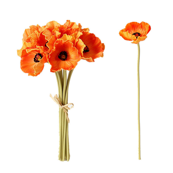 Paquete a granel de 10 piezas 13 pulgadas ramo de amapola arreglos de flores artificiales al por mayor 