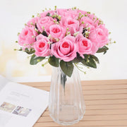 1 Bush 14 Inch Artificial Flowers Roses Bouquet - Artificialmerch