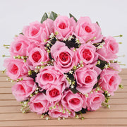 1 Bush 14 Inch Artificial Flowers Roses Bouquet - Artificialmerch