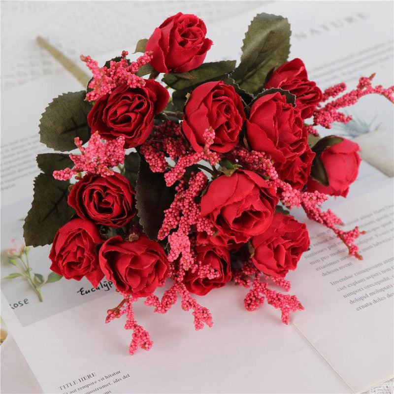 1 Bush 11 Inch Artificial Flowers Roses Bouquet - Artificialmerch