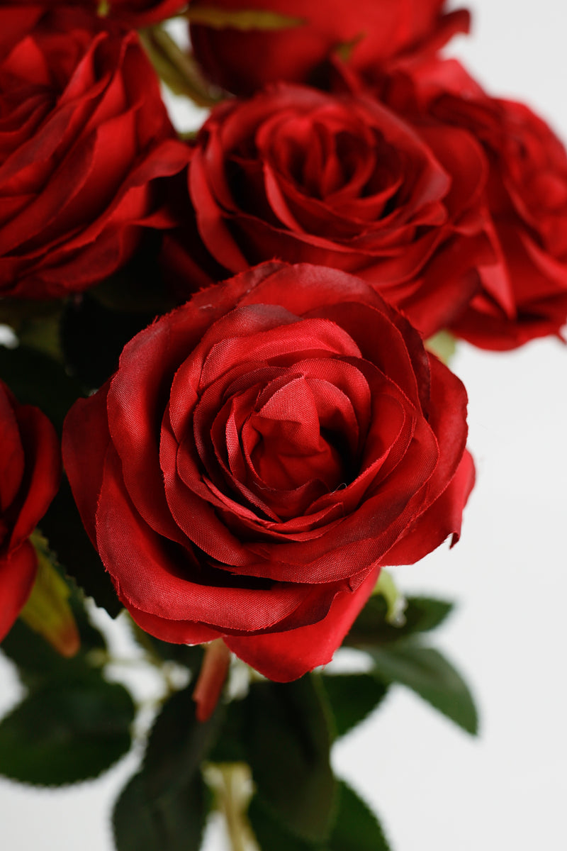 AM Basics 17" Roses Bush Artificial Silk Flowers Fall Bush Wholesale