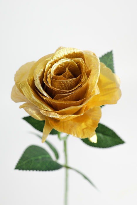 AM Basics Golden Roses Stem Artificial Silk Flowers