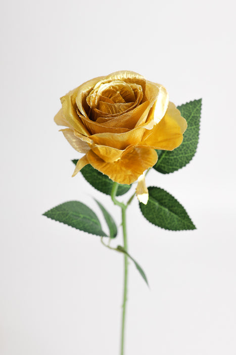 AM Basics Golden Roses Stem Artificial Silk Flowers