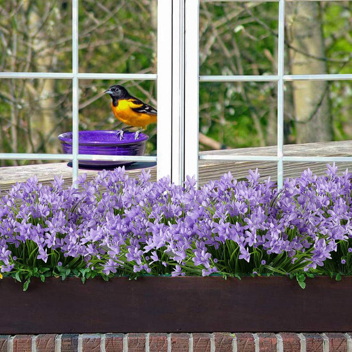 Bulk 8Pcs Narcisos artificiales Orquídeas Flores al aire libre Arbustos falsos Plantas verdes Interior Resistente a los rayos UV para la decoración del porche del jardín al aire libre al por mayor