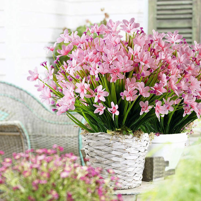 Bulk 8Pcs Artificial Daffodils Orchids Flowers Outdoors Fake Shrubs Greenery Plants Indoor UV Resistant for Outdoor Home Garden Porch Decoration Wholesale
