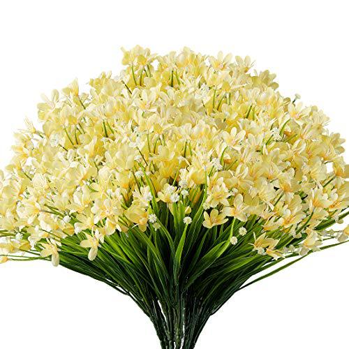 Bulk 8Pcs Artificial Daffodils Orchids Flowers Outdoors Fake Shrubs Greenery Plants Indoor UV Resistant for Outdoor Home Garden Porch Decoration Wholesale
