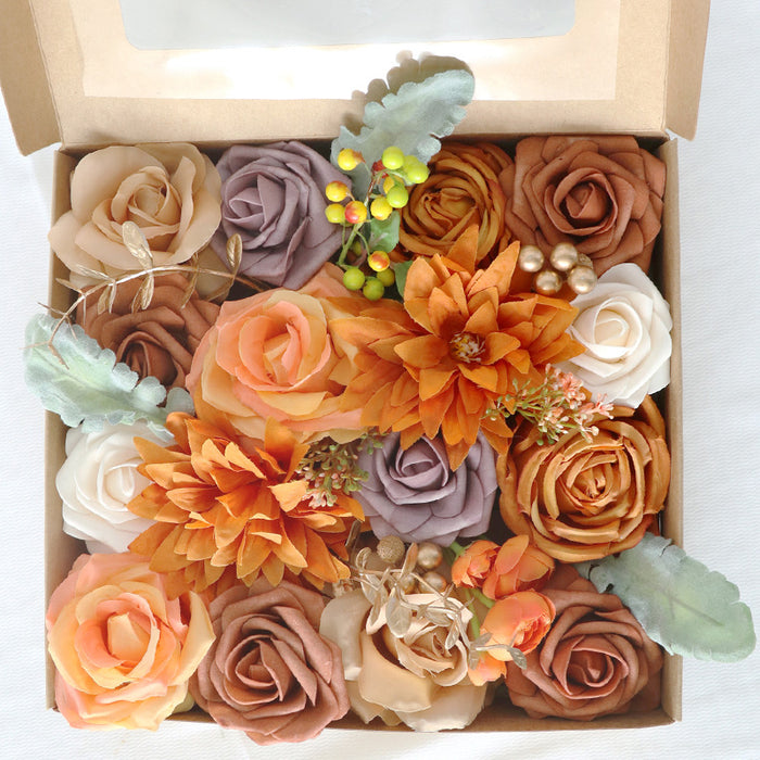 Bulk Artificial Flowers Wedding Faux Flowers Orange for Crafts Wholesale