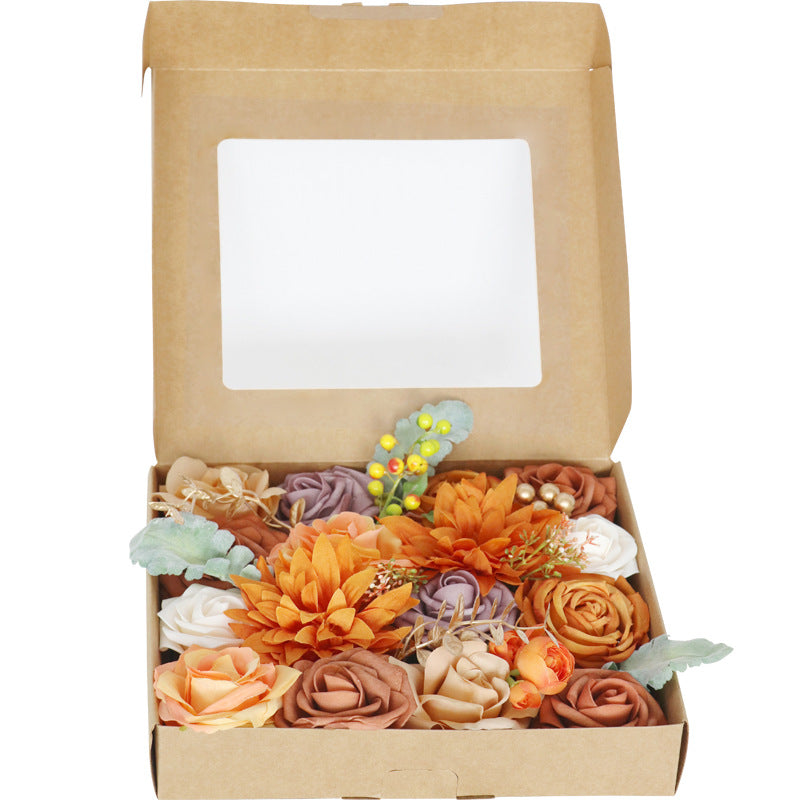 Fleurs artificielles en vrac Fleurs artificielles de mariage Orange pour l'artisanat en gros 