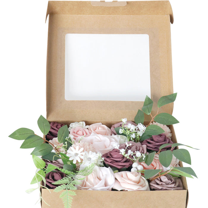 Flores artificiales a granel para bodas, flores de imitación, morado polvoriento para manualidades, venta al por mayor 