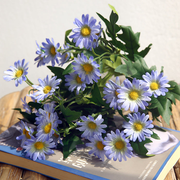 Venta al por mayor de flores artificiales de Daisy Bush de flores silvestres de 14 "a granel