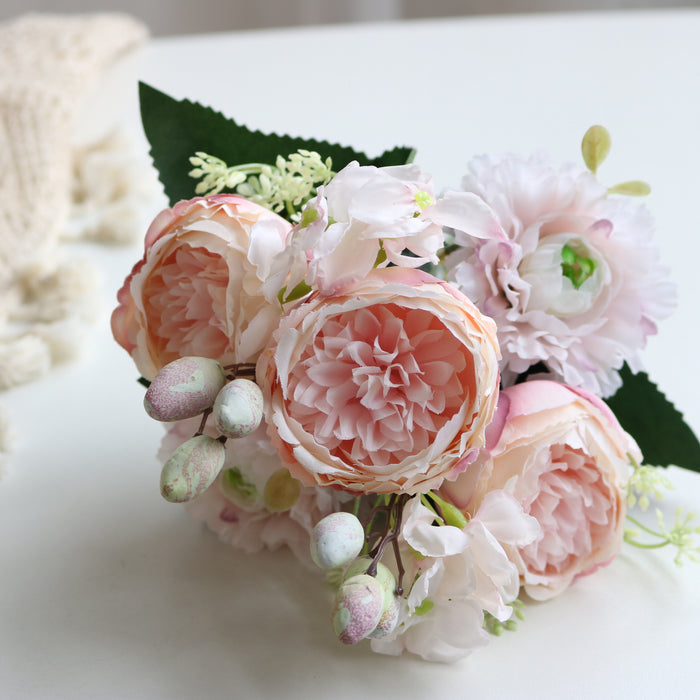 Ramo de peonía falsa de 12 "a granel, flores artificiales para centros de mesa de boda, venta al por mayor