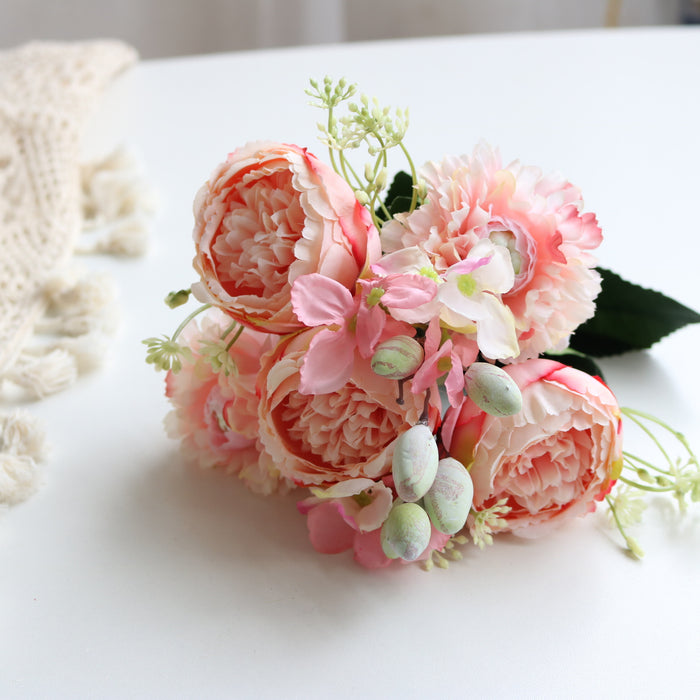Bulk 12" Peony Bouquet Artificial Silk Flowers For Wedding Centerpieces Wholesale