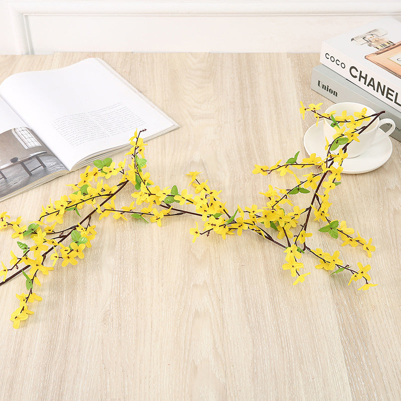Bulk Spring Forsythia Hanging Flower Garland Vine Yellow Flowers Rattan Hanging Wholesale