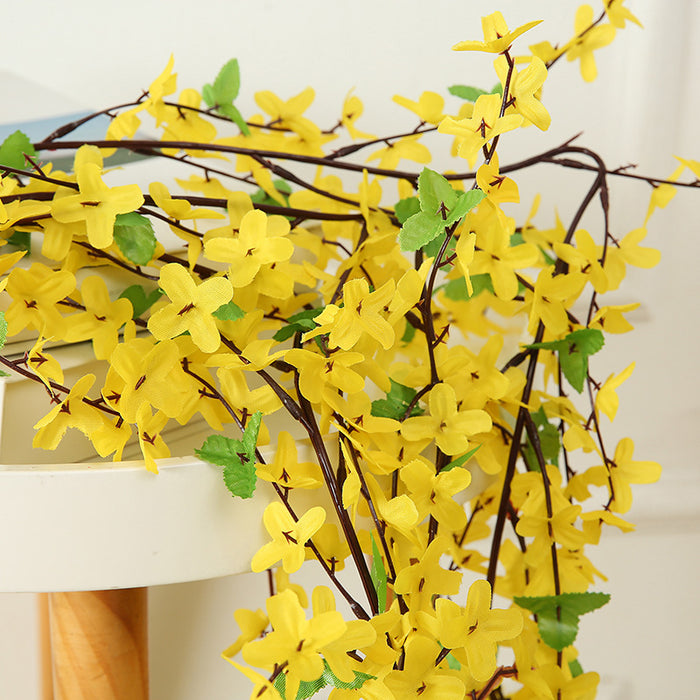 Artificial Forsythia Vine Yellow Spring Faux Flowers Decoración colgante de ratán 70 pulgadas 
