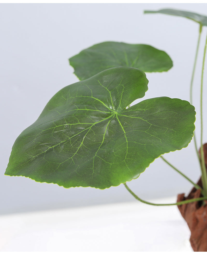 Planta Galax artificial al por mayor Stephania Begonia Erythrophylla follaje verde 14 pulgadas 