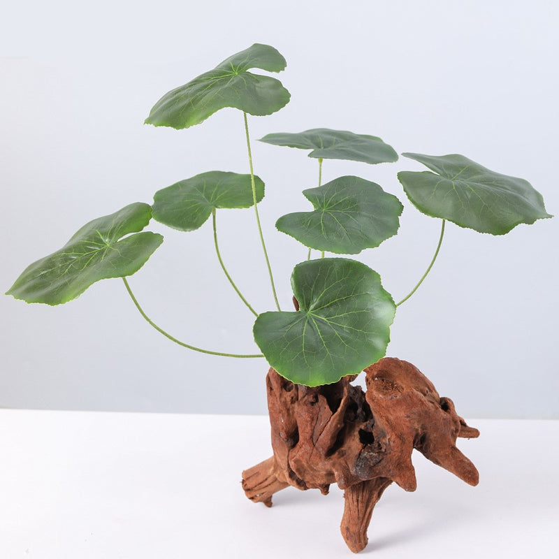 Planta Galax artificial al por mayor Stephania Begonia Erythrophylla follaje verde 14 pulgadas 