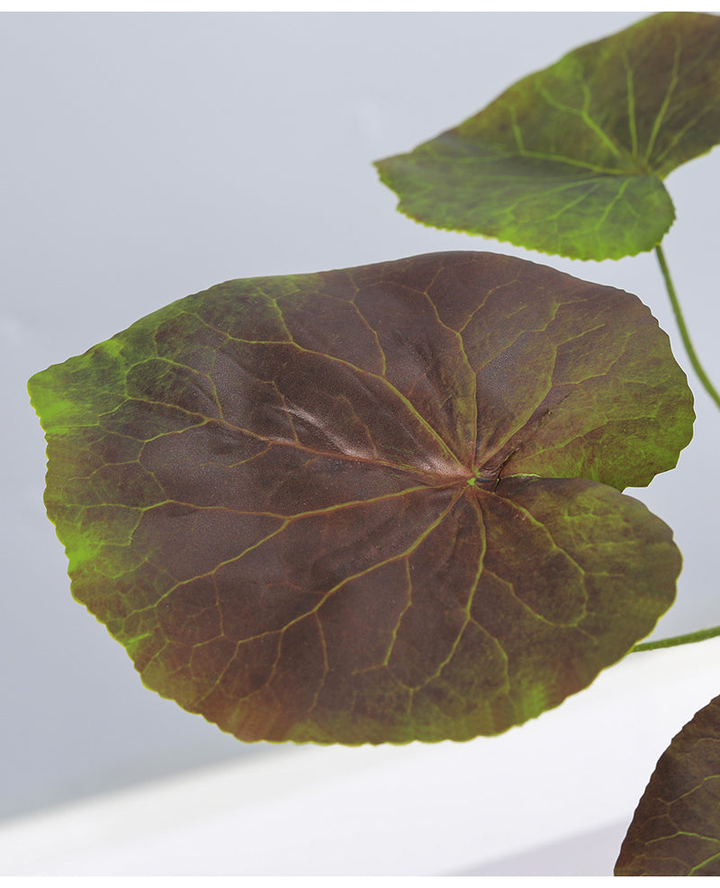 Planta Galax artificial al por mayor Stephania Begonia Erythrophylla follaje verde 14 pulgadas 