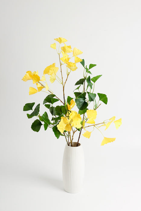 AM Basics 27" Artificial Ginkgo 3 Forks Yellow Floral Arrangement