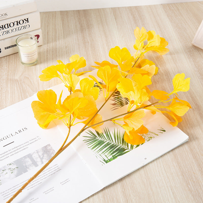 Branche de Ginkgo Biloba au toucher réaliste de 35 po en vrac, fausse plante artificielle en gros 