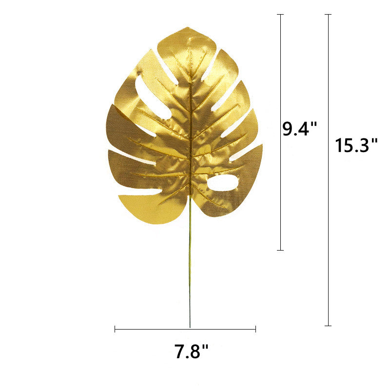 Bulk Artificial Realistic Golden Plants Leaf Tropical Palm Leaf Decorations for Balloon Garland Decor Wedding Birthday Tropical Jungle PartyWholesale