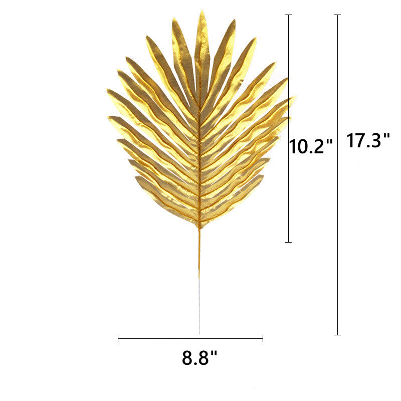 Bulk Artificial Realistic Golden Plants Leaf Tropical Palm Leaf Decorations for Balloon Garland Decor Wedding Birthday Tropical Jungle PartyWholesale