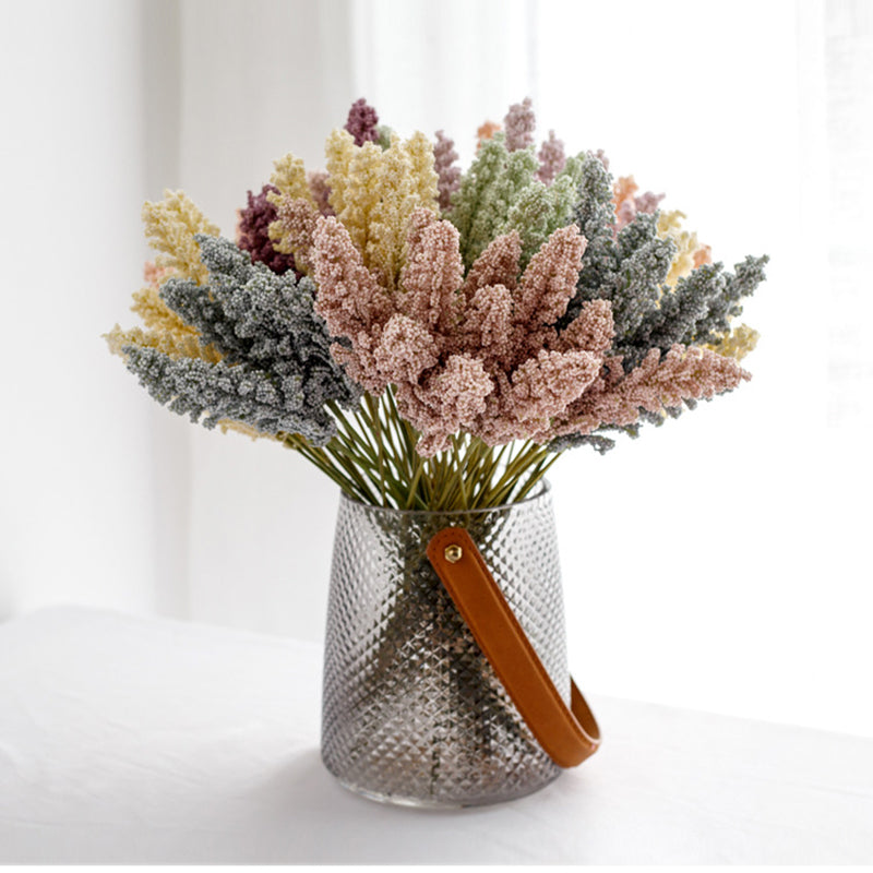 A granel 12 "Flores artificiales Orejas de maíz Grano de flores Ramos de flores de tallo de trigo al por mayor