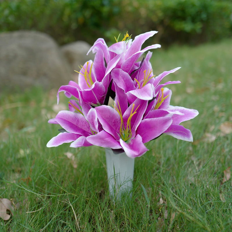 Fleurs de cimetière en vrac Lys tigrés dans un vase Fleurs artificielles pour tombes en gros 