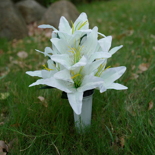 silk tiger lily bouquets Bulk Cemetery Flowers Tiger Lilies in Vase Artificial Flowers for Grav — Artificialmerch