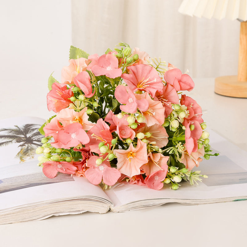 Flor de nacimiento de septiembre Arbustos artificiales Flores Morning Glory Bouquet