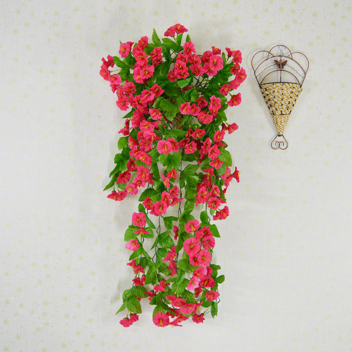 Bulk Assembled Set of Hanging Basket with Artificial Flowers Morning Glory Wholesale