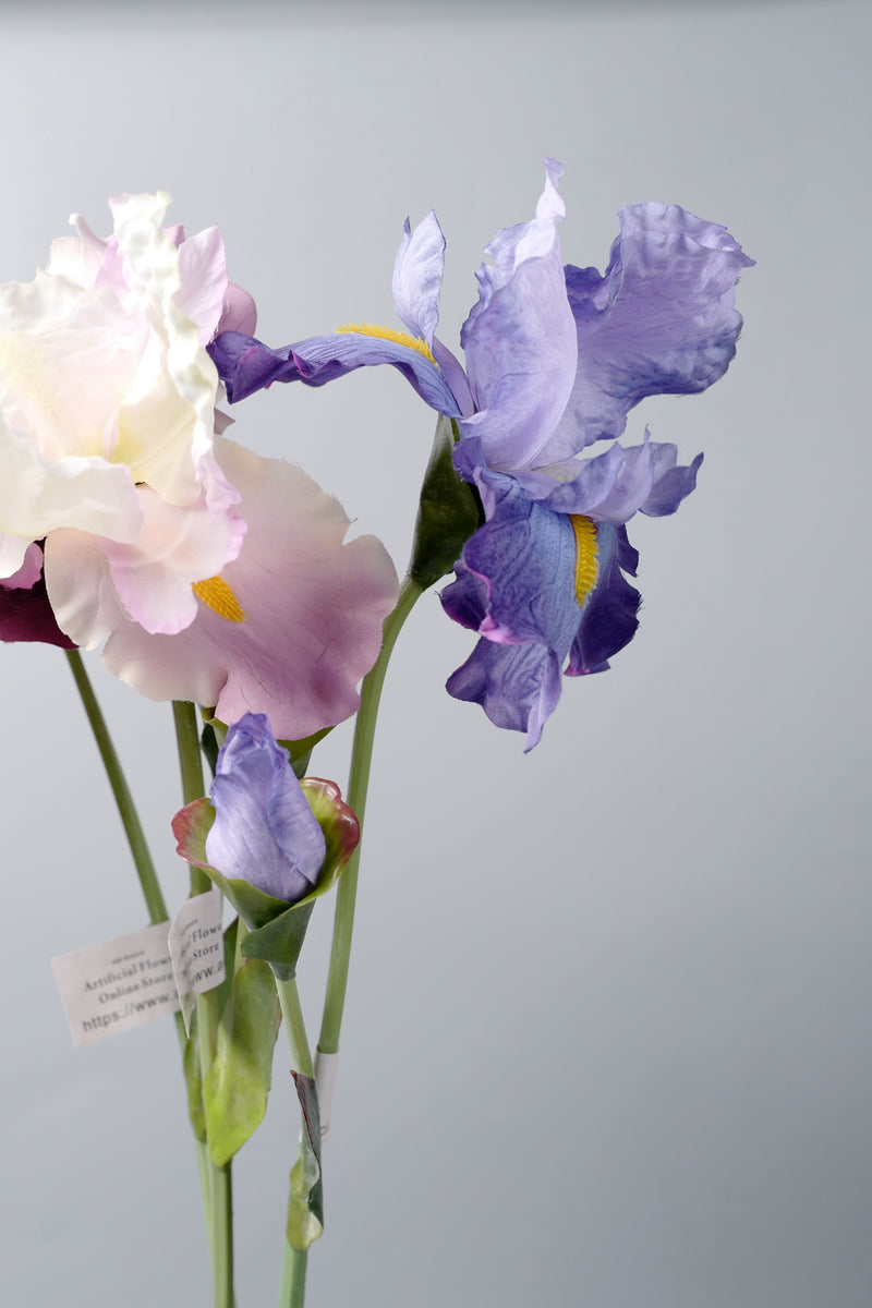 Fleur artificielle en soie avec tige d'iris de 29 po en vrac AM Basics en gros