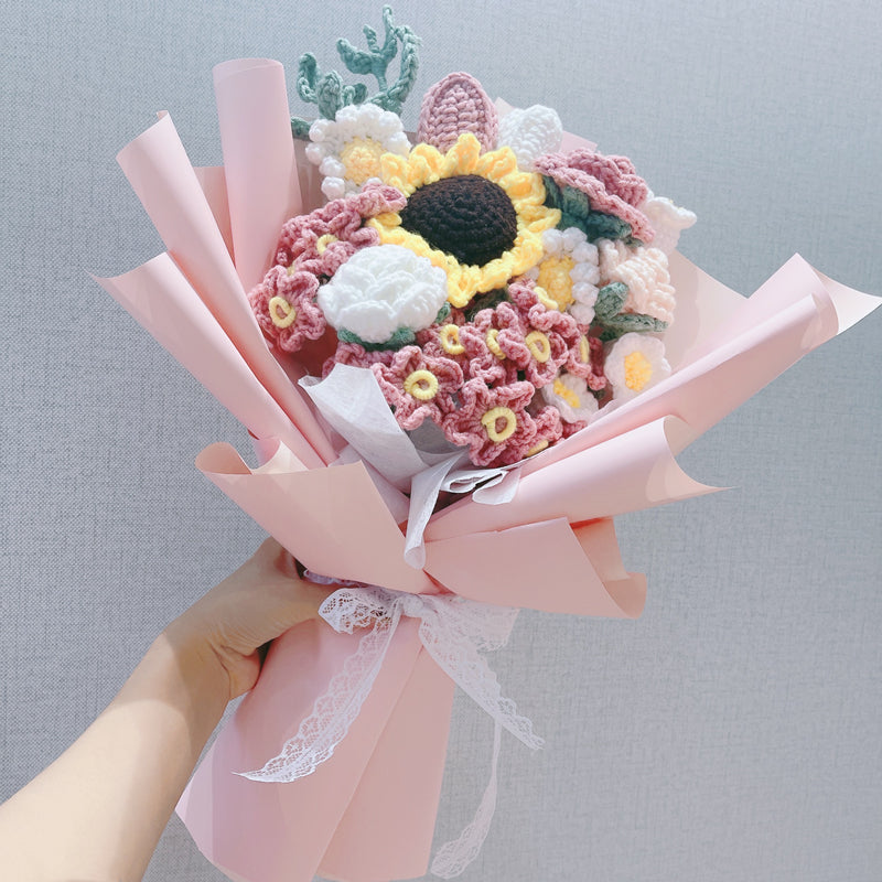 Bulk Handmade Crochet Flowers Gifts Floral Arrangement Wholesale