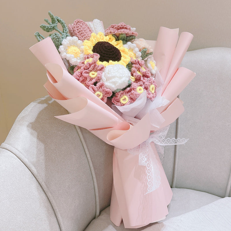 Bulk Handmade Crochet Flowers Gifts Floral Arrangement Wholesale