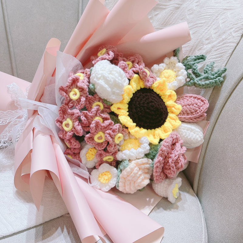Bulk Handmade Crochet Flowers Gifts Floral Arrangement Wholesale
