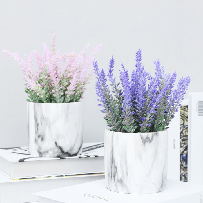 Bulk Artificial Lavender Bush in Decorative White Ceramic Pot Wholesale