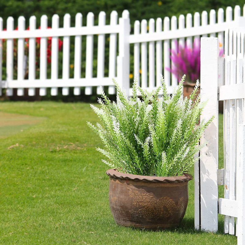 A granel, 8 Uds., flores de lavanda para exteriores, flores y plantas artificiales, arbustos de imitación resistentes a los rayos UV, decoración de vegetación, exterior, interior, venta al por mayor