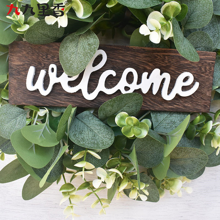 Bulk Artificial Leaves Eucalyptus Welcome Wreath 12 Inch for Decoration Wholesale