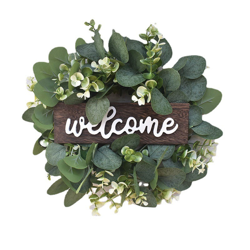 Bulk Artificial Leaves Eucalyptus Welcome Wreath 12 Inch for Decoration Wholesale