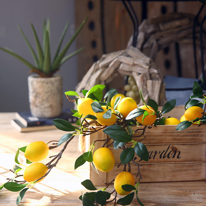 Venta al por mayor de frutas artificiales de ramas de tallo de limón de 20 "a granel