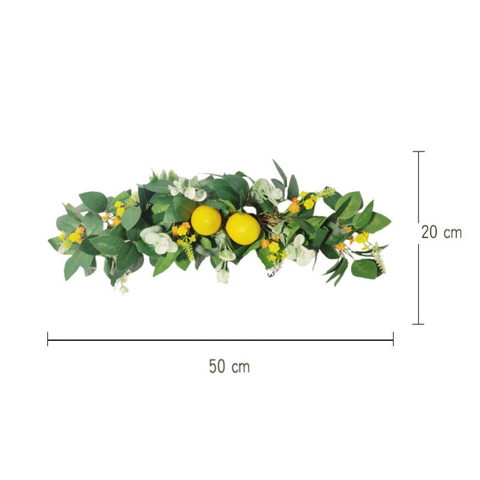 Bulk Artificial Lemon Flowers Leaves Eucalyptus Door Hanging Spring Decoration 20 Inch Wholesale