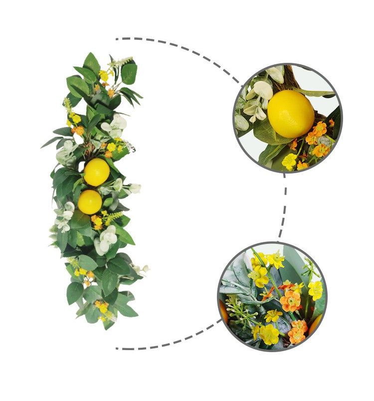 Bulk Artificial Lemon Flowers Leaves Eucalyptus Door Hanging Spring Decoration 20 Inch Wholesale