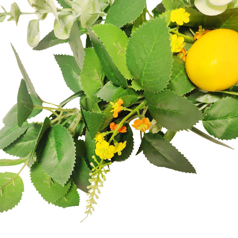 Bulk Artificial Lemon Flowers Leaves Eucalyptus Door Hanging Spring Decoration 20 Inch Wholesale
