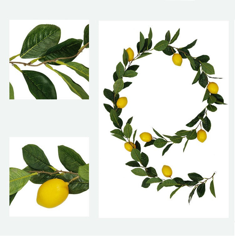 Feuille de citron artificielle en vrac, vigne suspendue, fruits de printemps en rotin, 39 pouces, vente en gros 