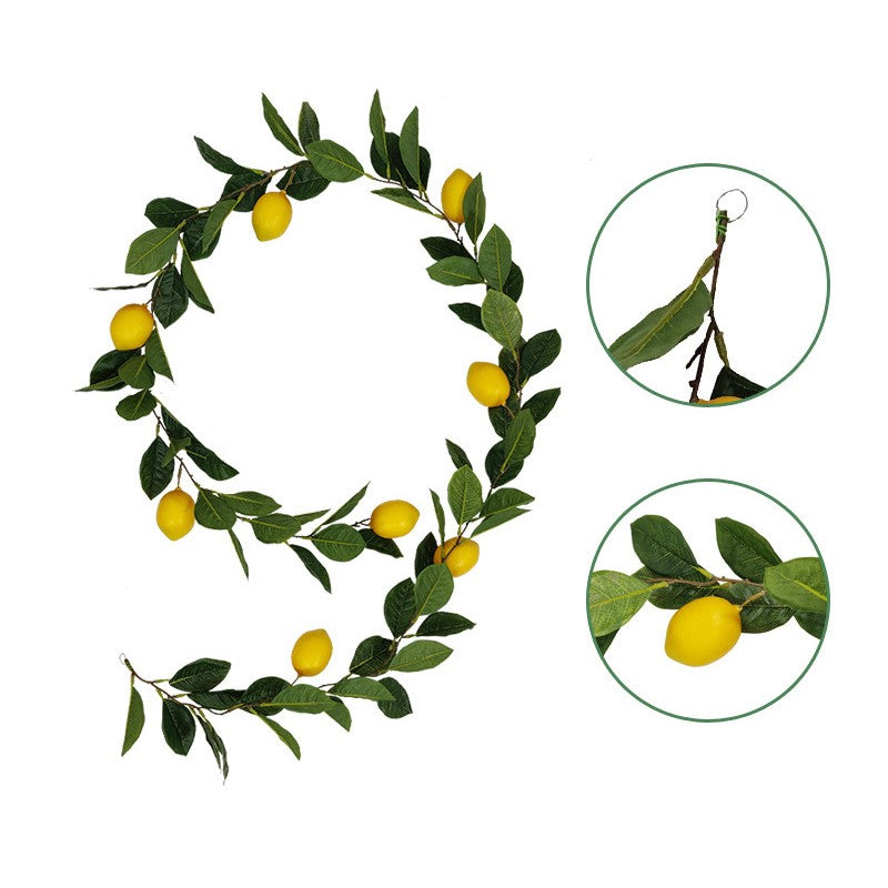 Feuille de citron artificielle en vrac, vigne suspendue, fruits de printemps en rotin, 39 pouces, vente en gros 