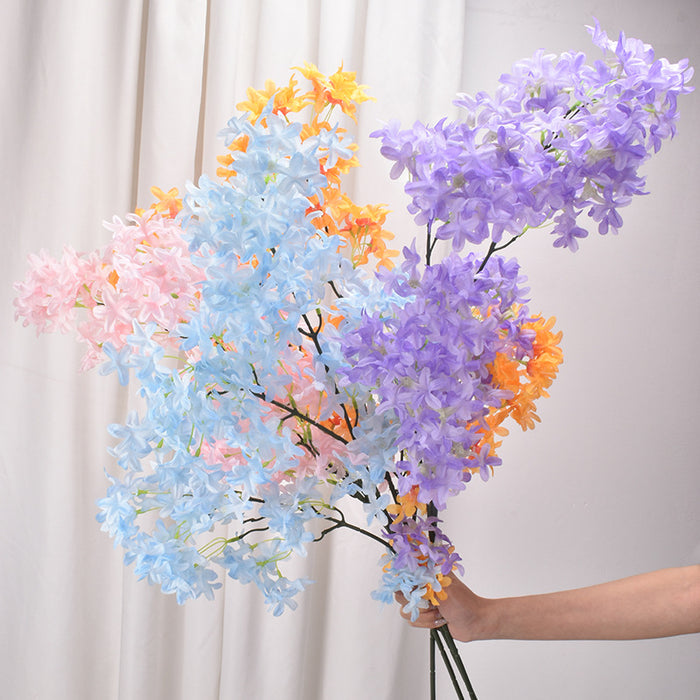 A granel, 38 ", ramas de flores lilas, tallo largo, arreglos de flores artificiales en aerosol, venta al por mayor 