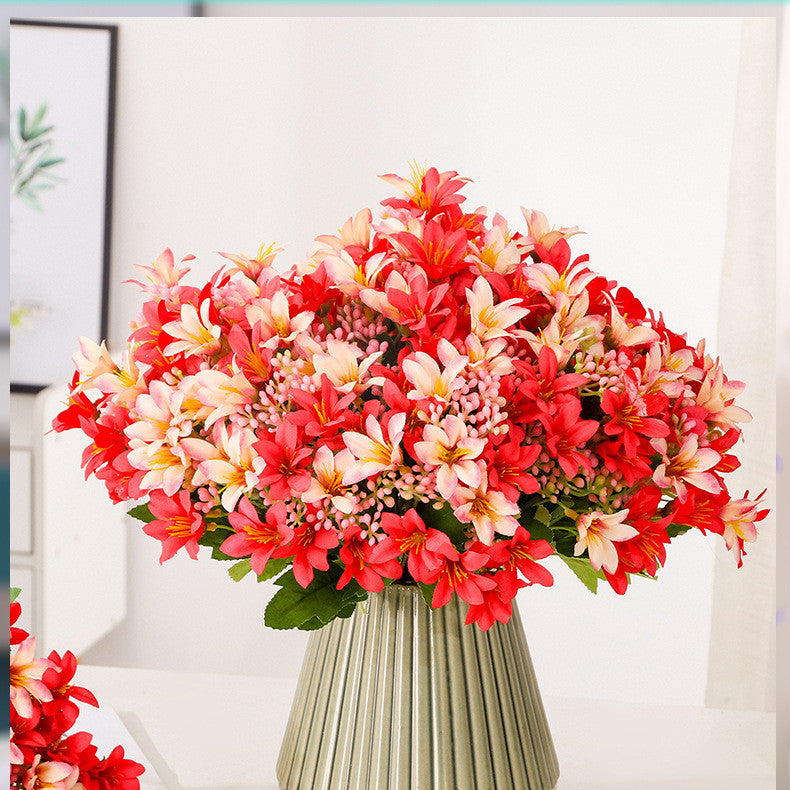 Venta al por mayor de arreglos florales de lirio de flores artificiales de seda de 12 "a granel